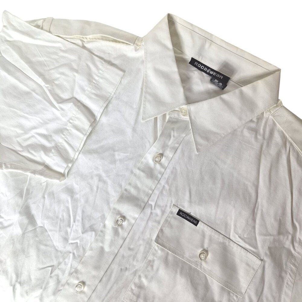 Rocawear Mens Button Up Shirt White 2XL Cotton